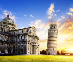 Italian city of Pisas cathedral freestanding bell tower Stock Photo