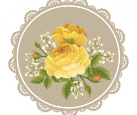 Lace frame with flower card vector