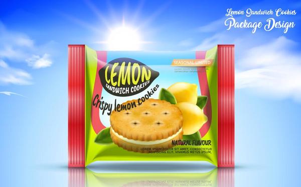 Lemon cookies package vector amterial 01