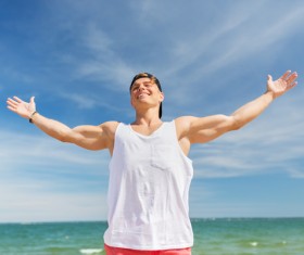 Man with open arms Stock Photo