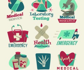 Medical service with healthy labels vector set