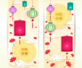 Mid autumn festival vertical banner vector material 05