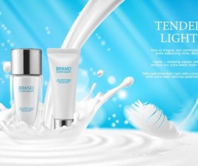 Milk cosmetics ad poster blue styles vector