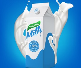Milk packaging carton with splashing milk vector illustration 01