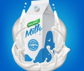 Milk packaging carton with splashing milk vector illustration 03
