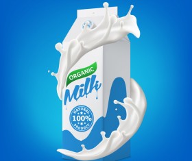 Milk packaging carton with splashing milk vector illustration 04