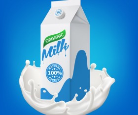 Milk packaging carton with splashing milk vector illustration 05