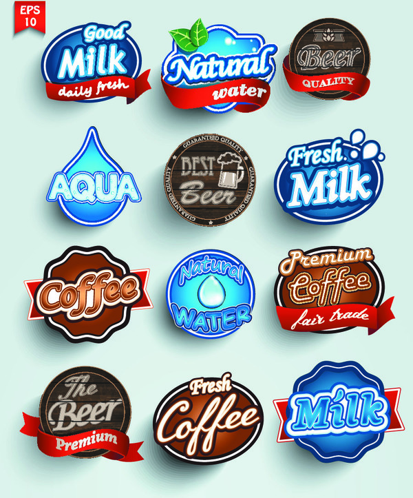 Milk with beer and offer labels retor vector