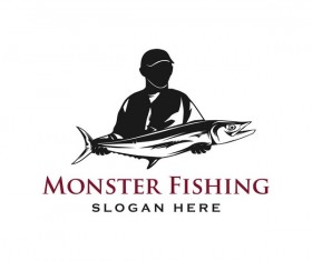 Monster fishing logo vector
