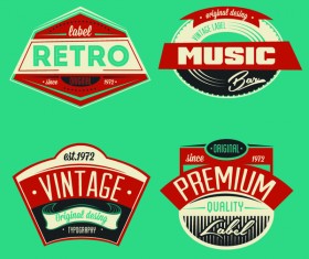 Retro rock music and jazz labels vector 07 free download