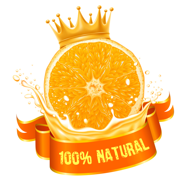 Natural orange juice labels vector