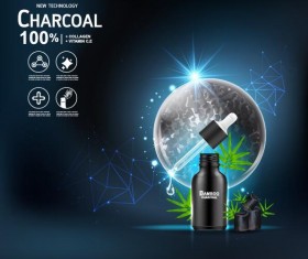 New tech charcoal cosmetics ad poster vector 01