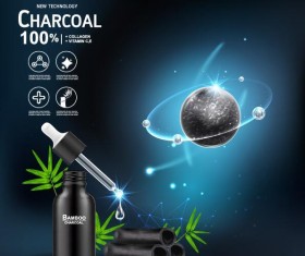 New tech charcoal cosmetics ad poster vector 02