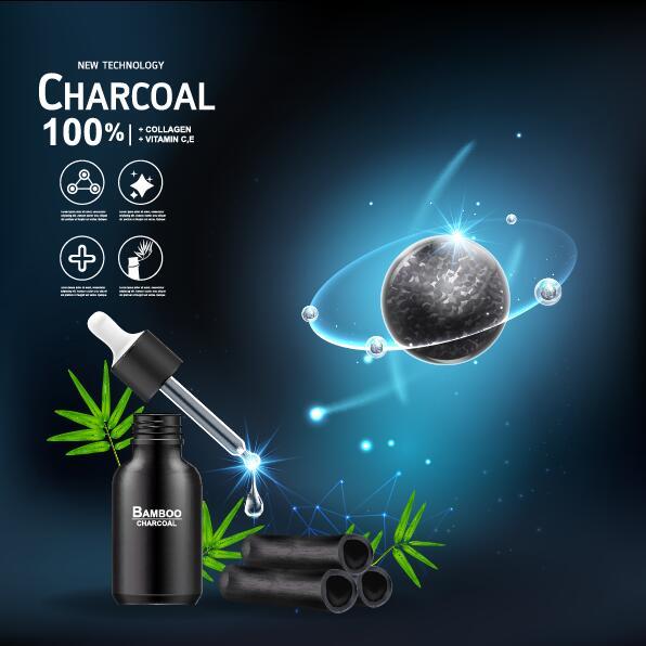 New tech charcoal cosmetics ad poster vector 02