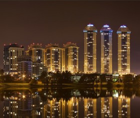 Night city lights Stock Photo 07