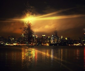 Night city lights Stock Photo 10