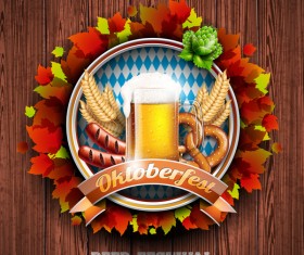 Oktoberfast label with wood background vector