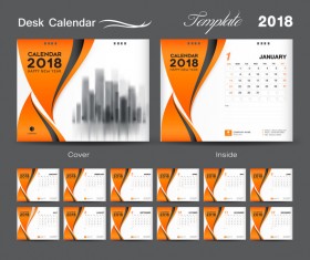 Orange Desk Calendar 2018 vector template