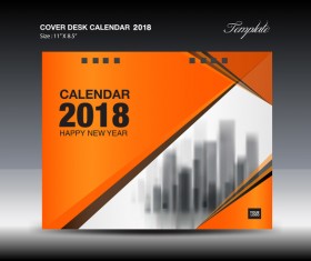 Orange desk calendar 2018 cover template vector 02