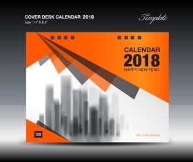 Orange desk calendar 2018 cover template vector 03