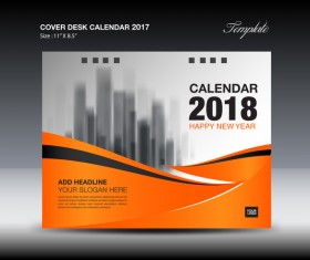 Orange desk calendar 2018 cover template vector 07
