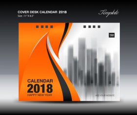 Orange desk calendar 2018 cover template vector 08