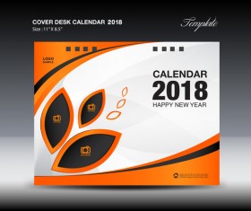 Orange desk calendar 2018 cover template vector 09