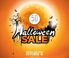 Orange halloween sale background vector 02