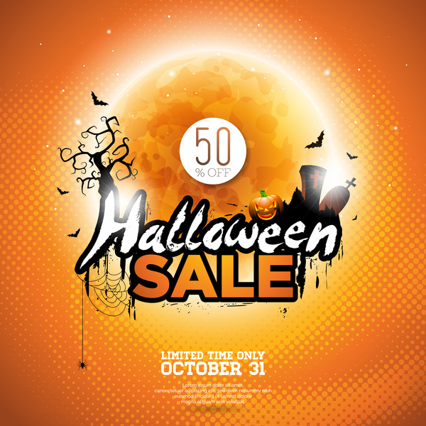 Orange halloween sale background vector 02
