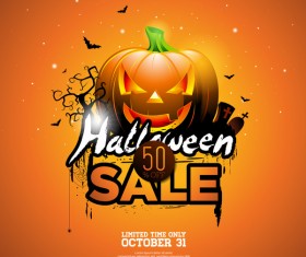 Orange halloween sale background vector 03