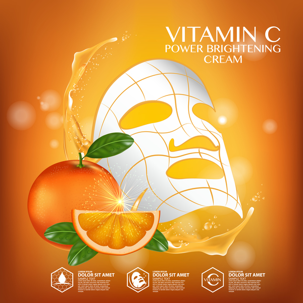 Orange skin care mask advertising poster vector 04