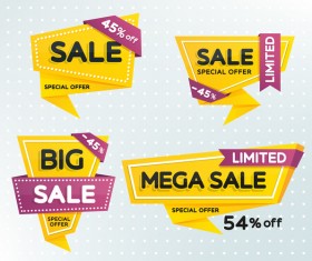 Origami mega sale label yellow vector