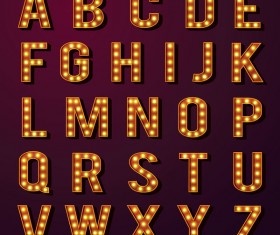 Ornage neon alphabet vector material