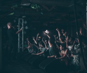 People excited in musical party Stock Photo