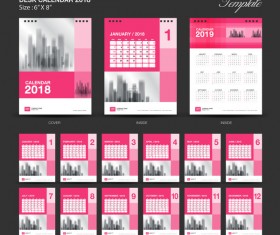 Pink Desk Calendar 2018 vector template