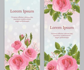 Pink rose banner template vector