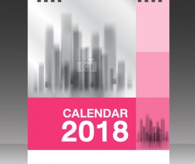 Pink vertical desk calendar 2018 cover template vector