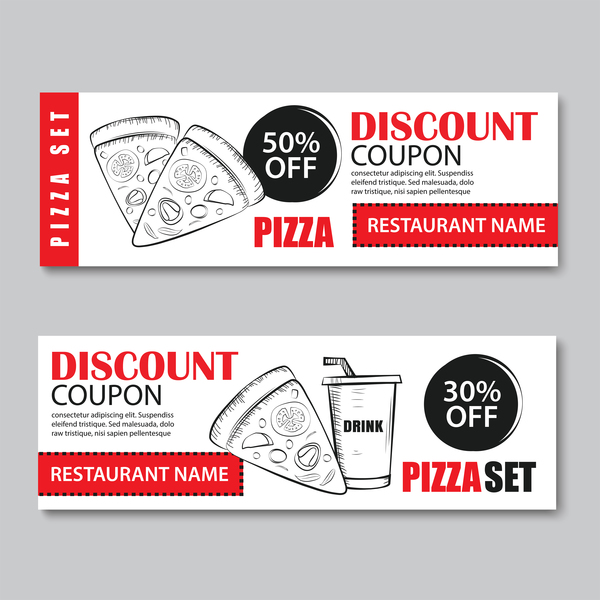 Pizza discount banner vector 02