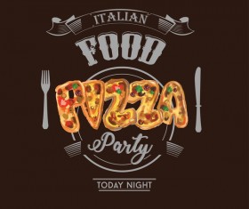 Pizza party poster template vector