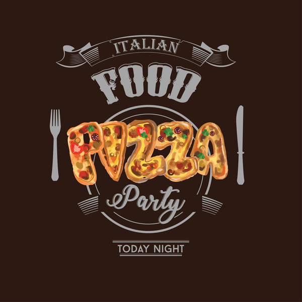 Pizza party poster template vector