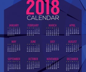 Purple 2018 calendar with wavy lines vector 02