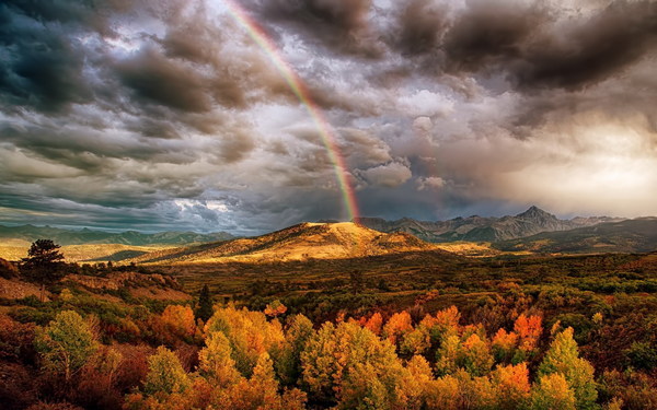 Rainbow after rain Stock Photo
