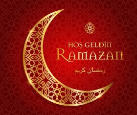 Ramazan background with golden moon vector 10
