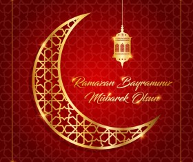 Ramazan background with golden moon vector 11