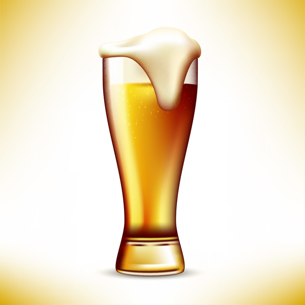 Realistic beer glass design vector 01