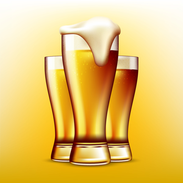 Realistic beer glass design vector 03