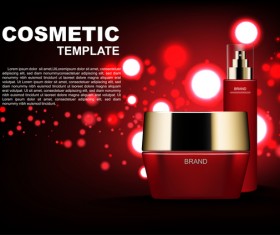 Red bubble light with cosmetic ads poster template vector 01