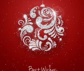 Red christmas background with silver baubles vector
