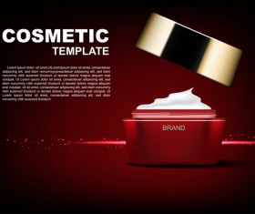 Red cosmetic cream poster template and dark red background vector 01