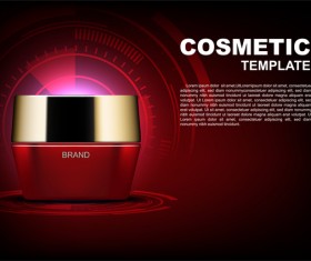 Red cosmetic cream poster template and dark red background vector 02